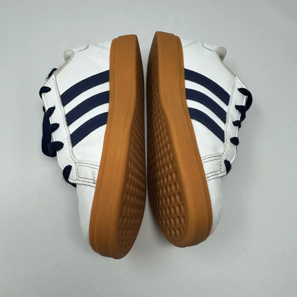 Adidas Grand Court Lifestyle Lace-Up GS in Cloud White and Dark Blue youth 1